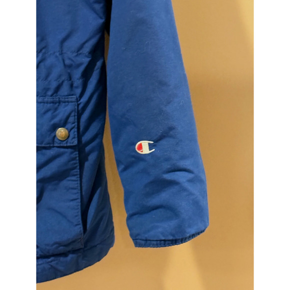 Vintage Champion Jacket Hoodie Medium Parka Zip Snap Closure Fully Lined Blue - Picture 5 of 14